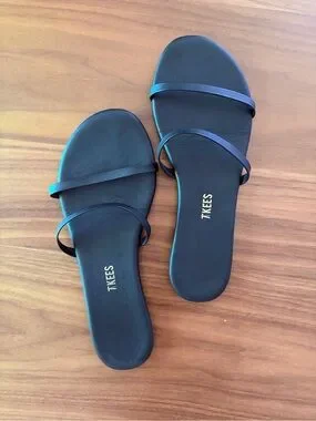 TKEES | Shoes | Tkees Gemma Black Leather Slide Sandals Womens | Poshmark